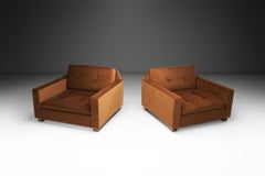 Pair of Upholstered Italian Lounge Chairs, Italy 1960s