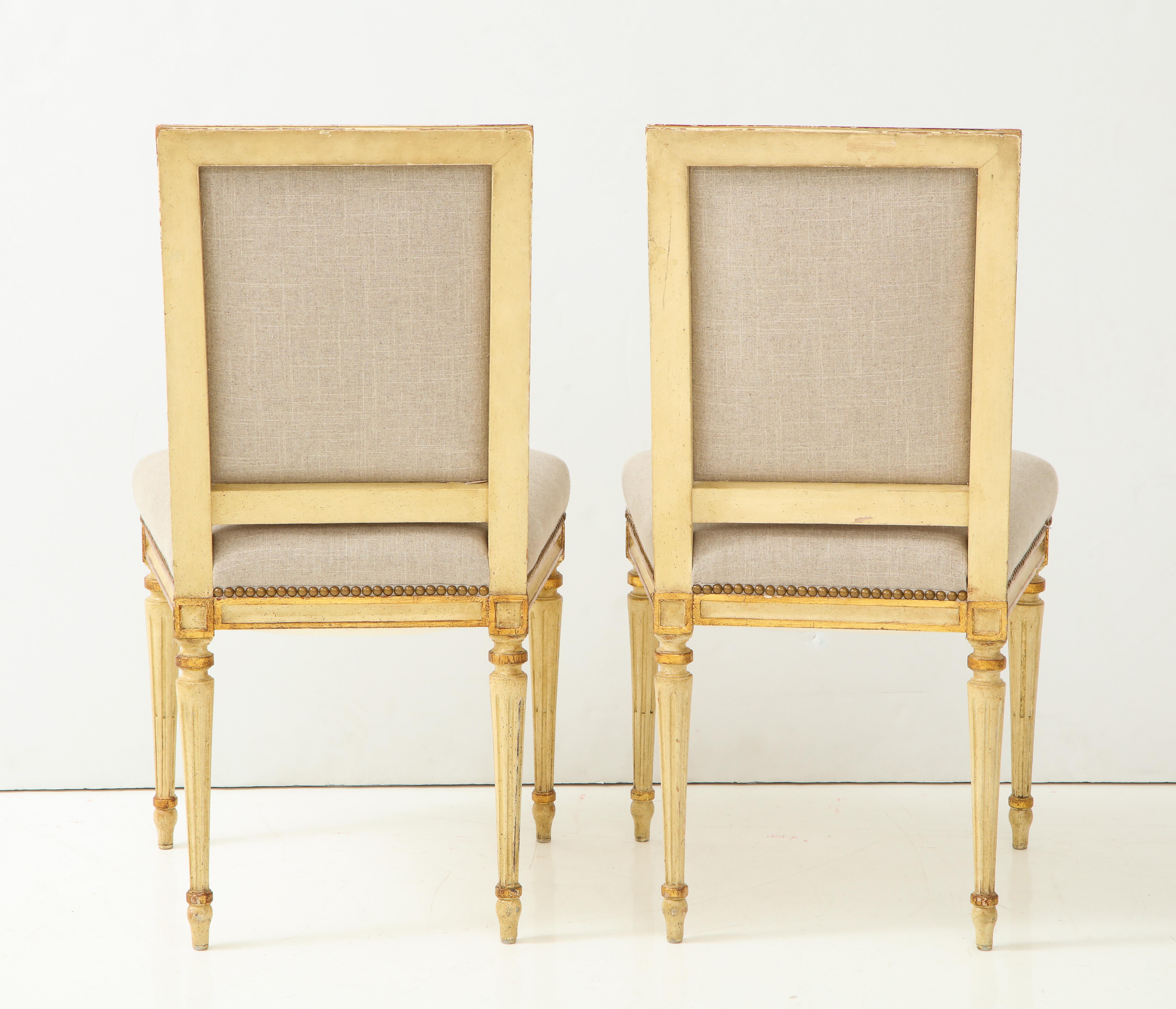 Wood Pair of Upholstered Louis XVI Side Chairs