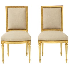 Vintage Pair of Upholstered Louis XVI Side Chairs