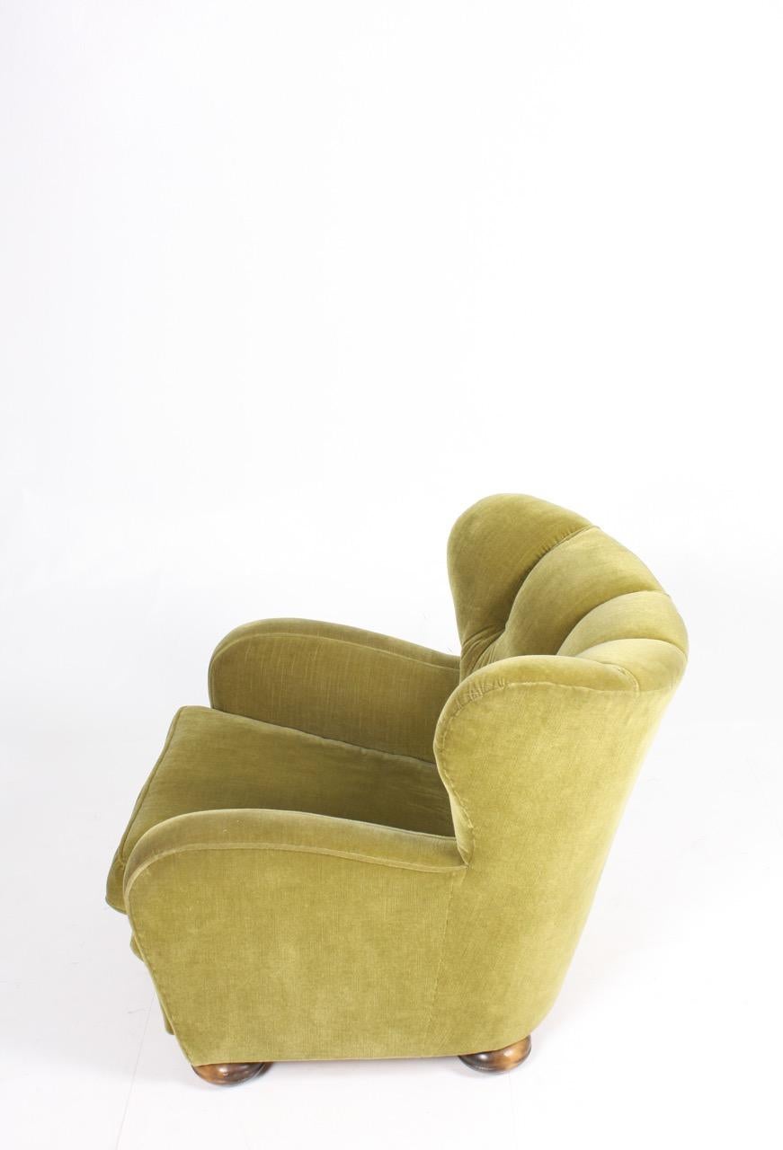 Pair of Upholstered Lounge Chairs, 1940s 2