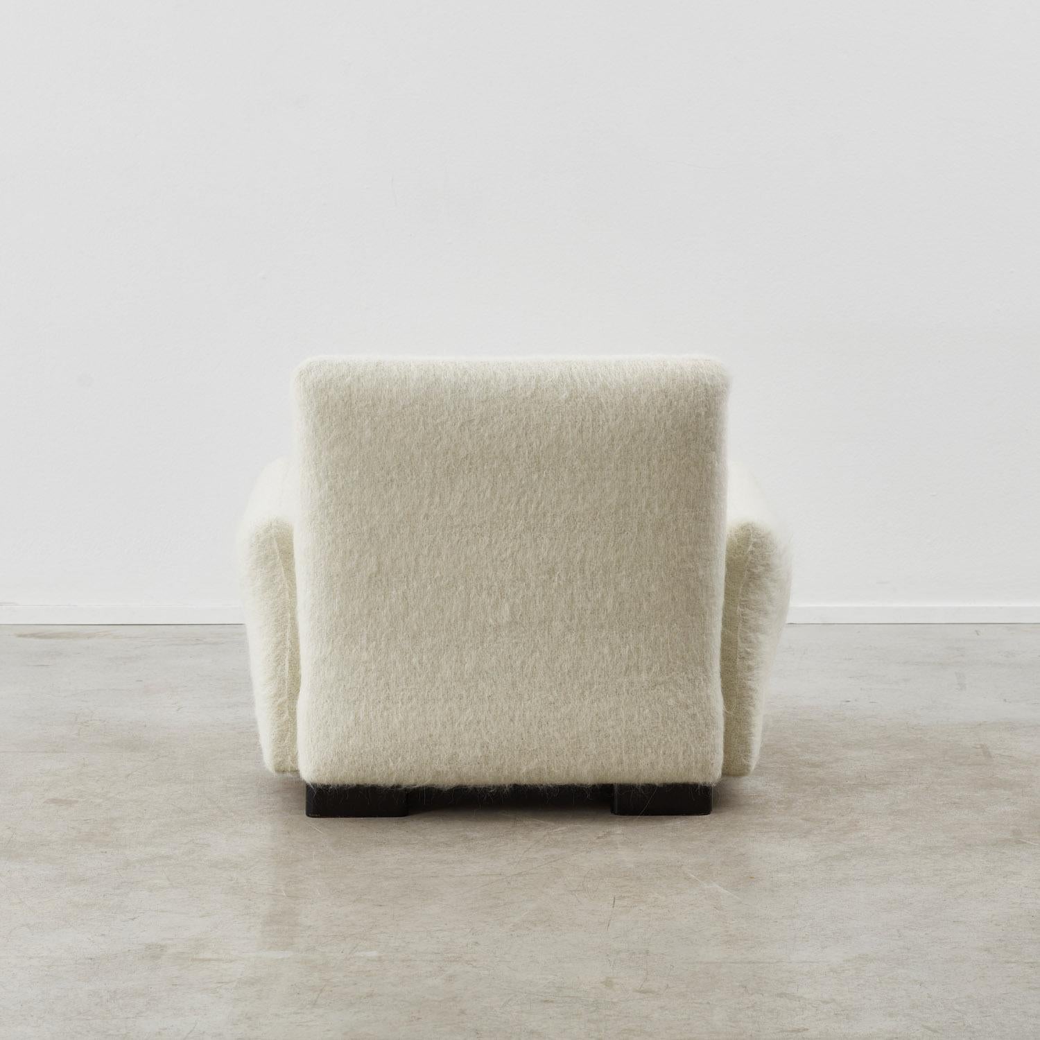 Pair of upholstered low armchairs - Italy, 1970s 1