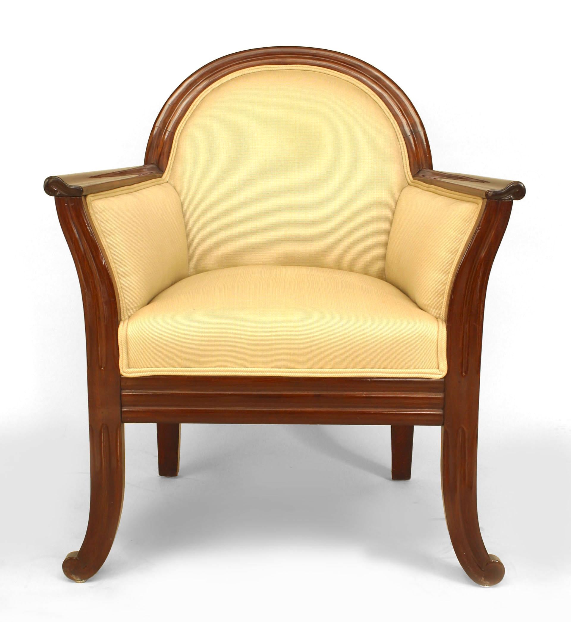 Unknown Pair of French Art Deco Mahogany Club Chairs For Sale