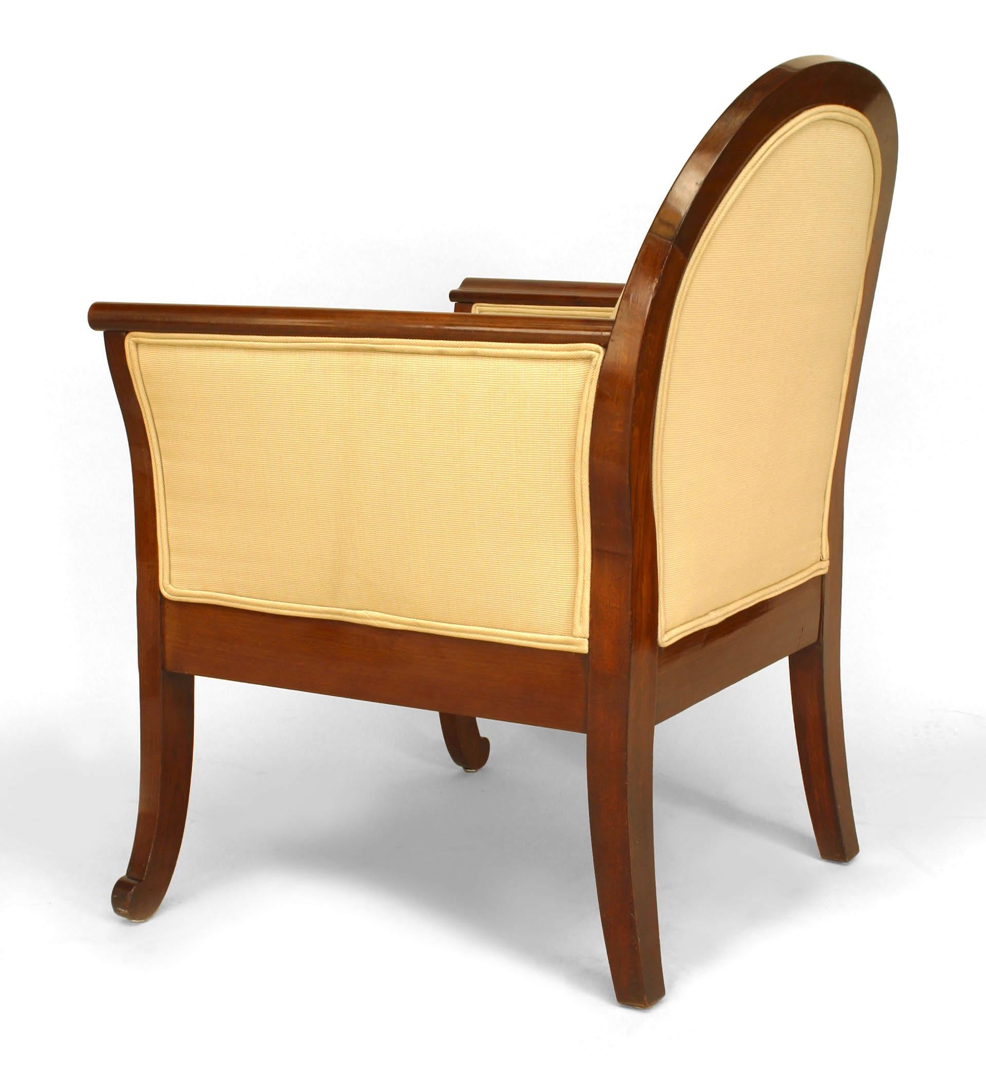 Pair of French Art Deco Mahogany Club Chairs In Good Condition For Sale In New York, NY