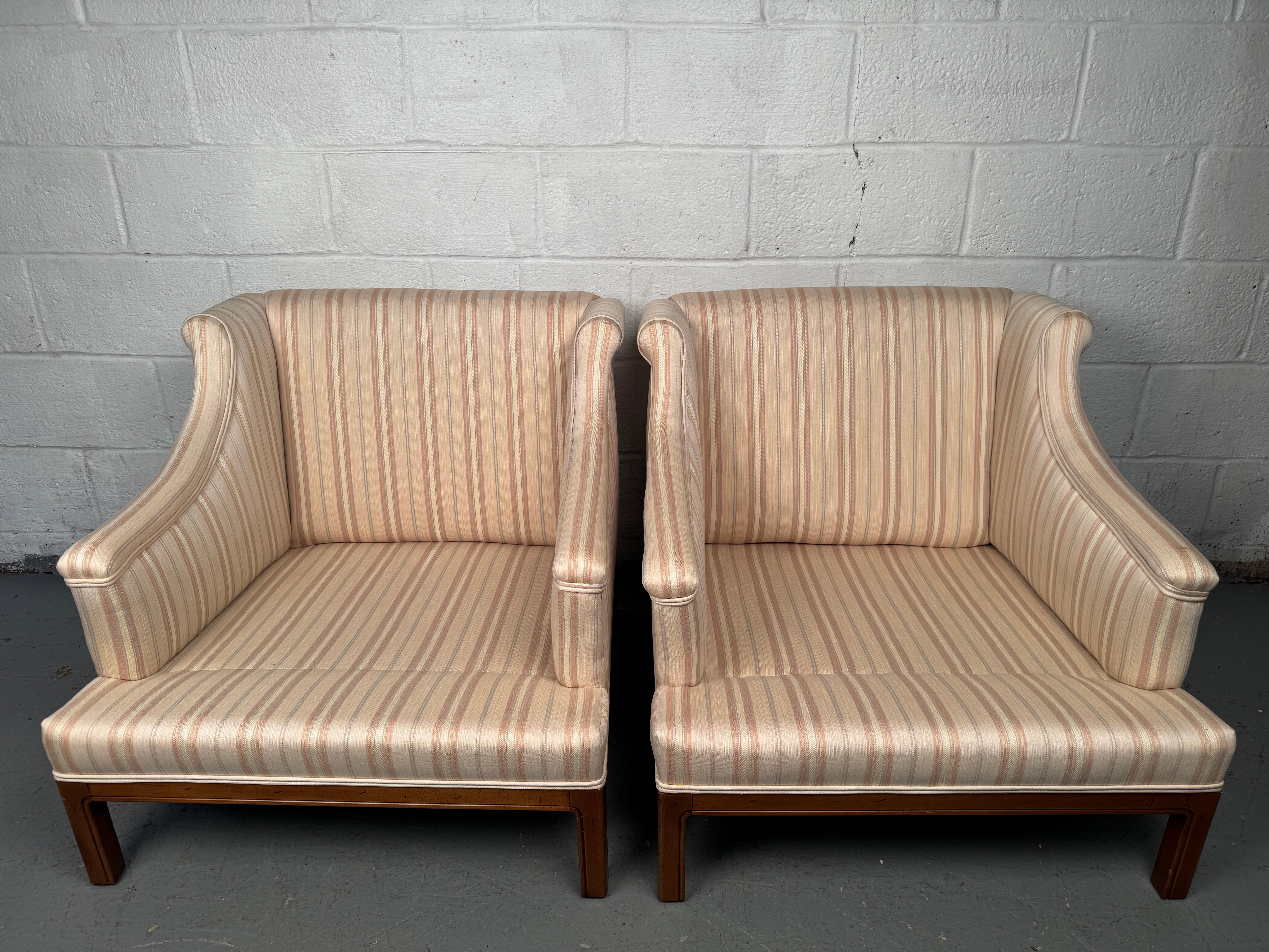 Pair of Upholstered Mid-Century Lounge Chairs For Sale 1