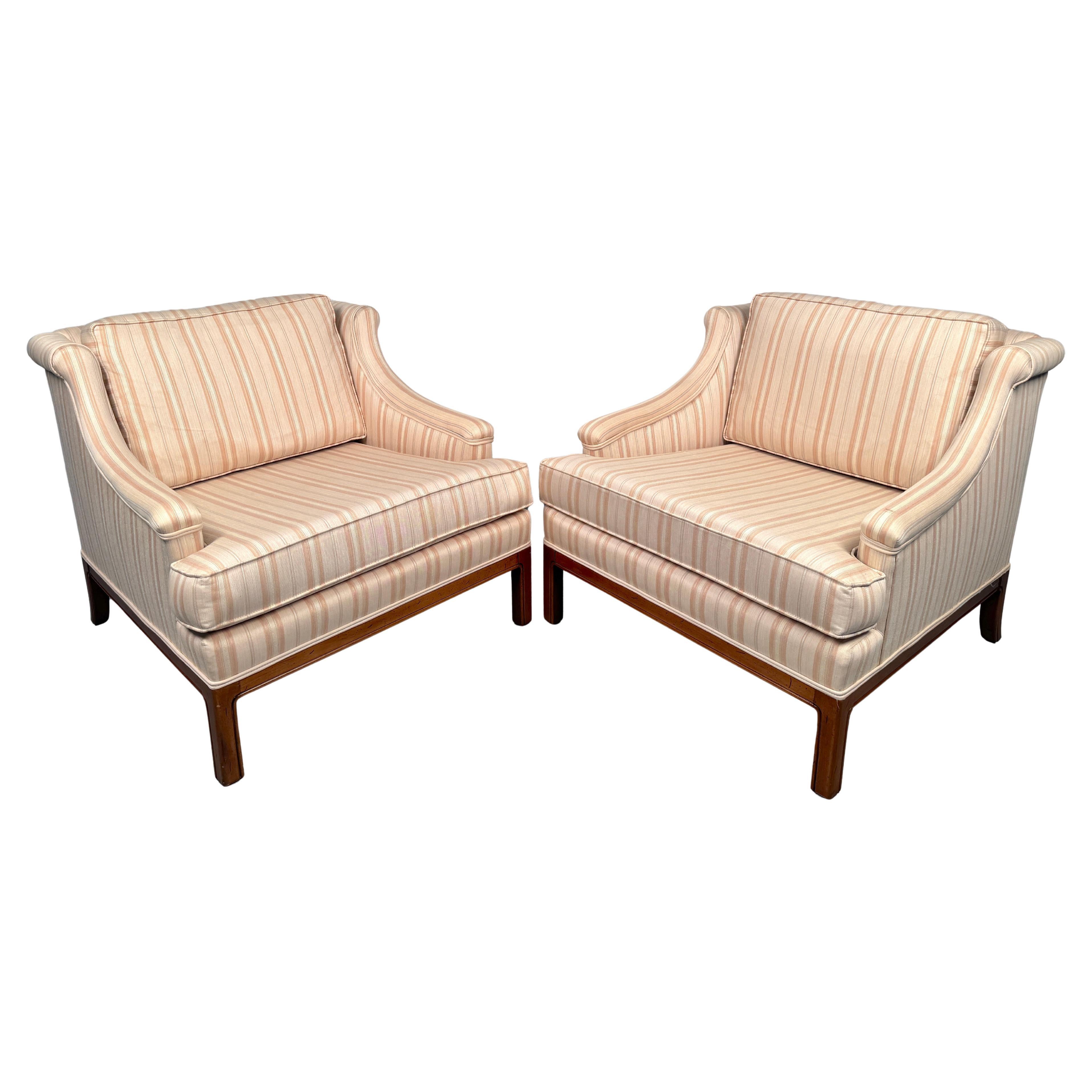 Pair of Upholstered Mid-Century Lounge Chairs For Sale