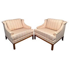 Pair of Upholstered Mid-Century Lounge Chairs