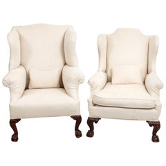 Pair of Upholstered Period Wingback Armchairs