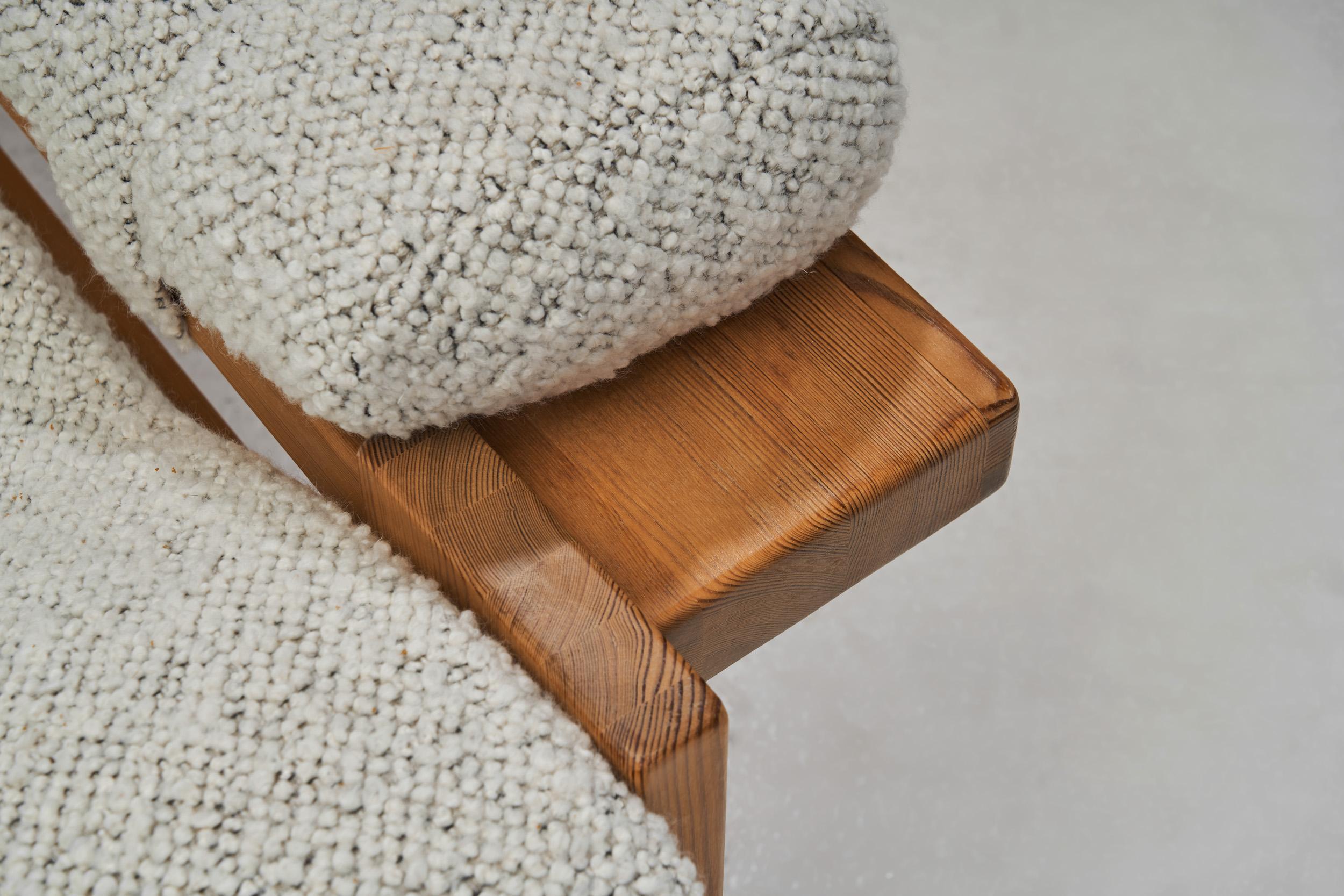 Pair of Upholstered Pine Armchairs, Europe 1970s For Sale 5