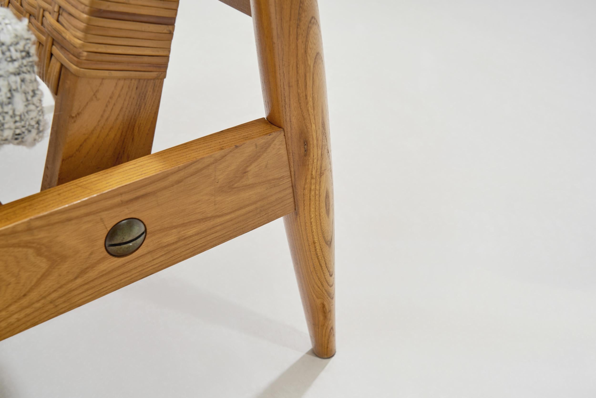 Paar gepolsterte Rattan- und Holzstühle für ULUV, Tschechoslowakei, ca. 1960er Jahre im Angebot 10