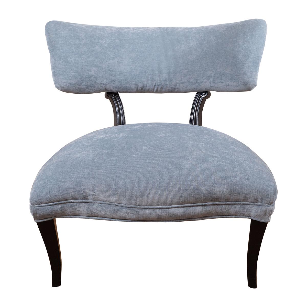 Pair of upholstered slipper chairs For Sale