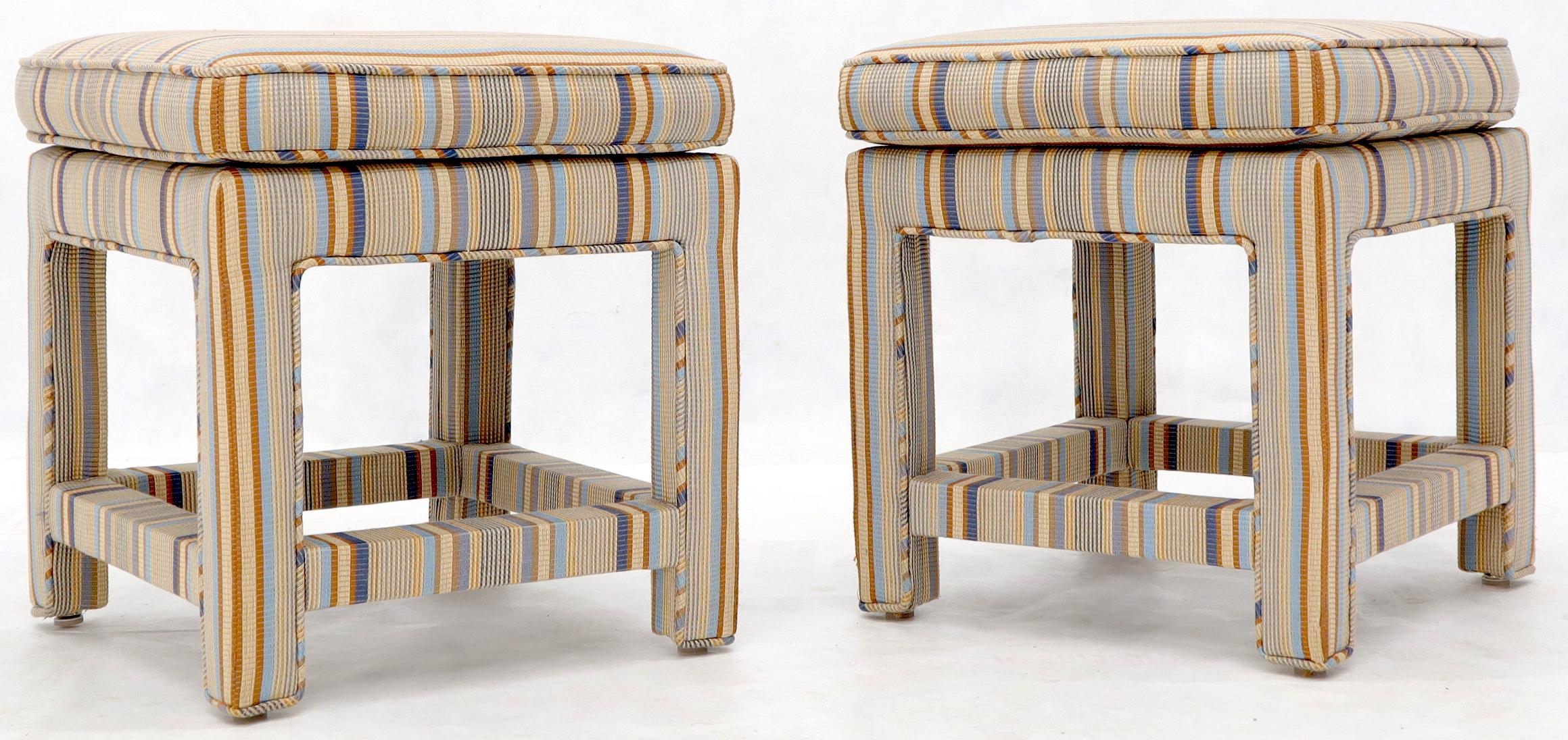 Mid-Century Modern Pair of Upholstered Square Billy Baldwin Benches