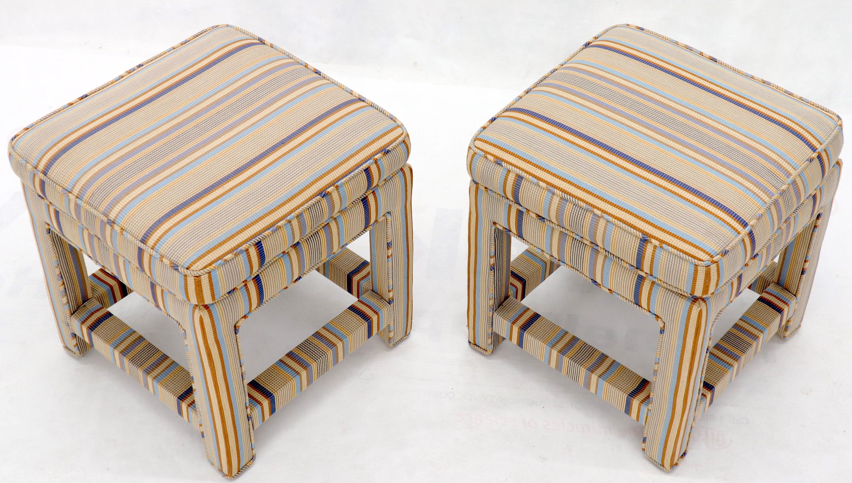 American Pair of Upholstered Square Billy Baldwin Benches