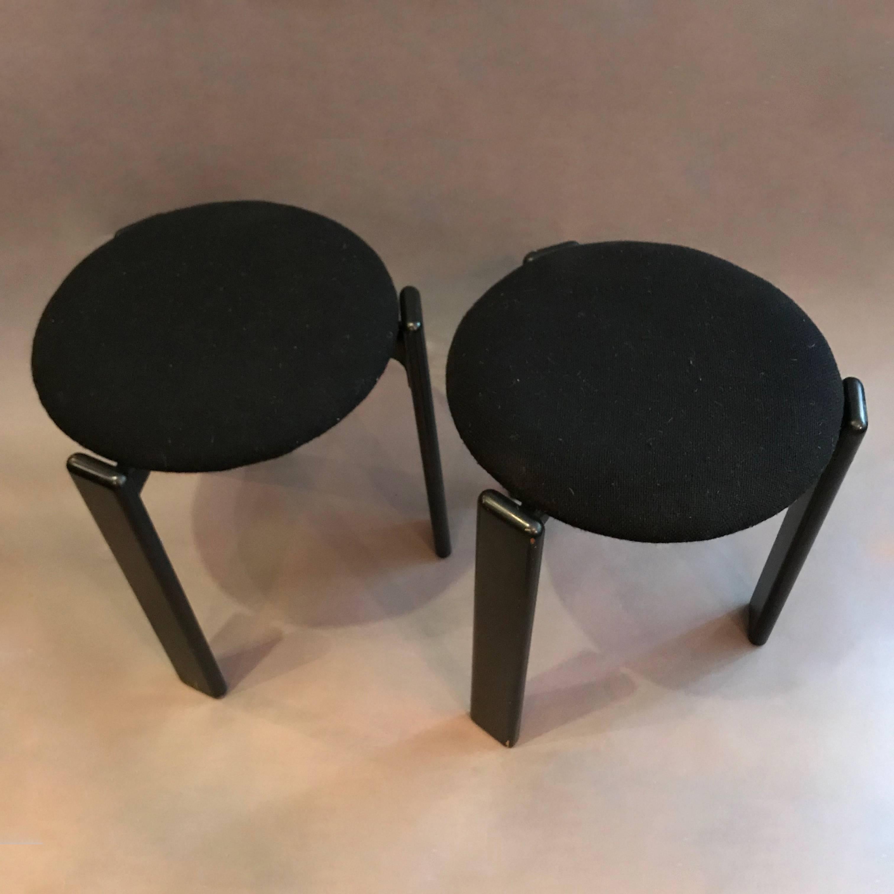 Mid-Century Modern Pair of Upholstered Stools by Bruno Rey for Stendig