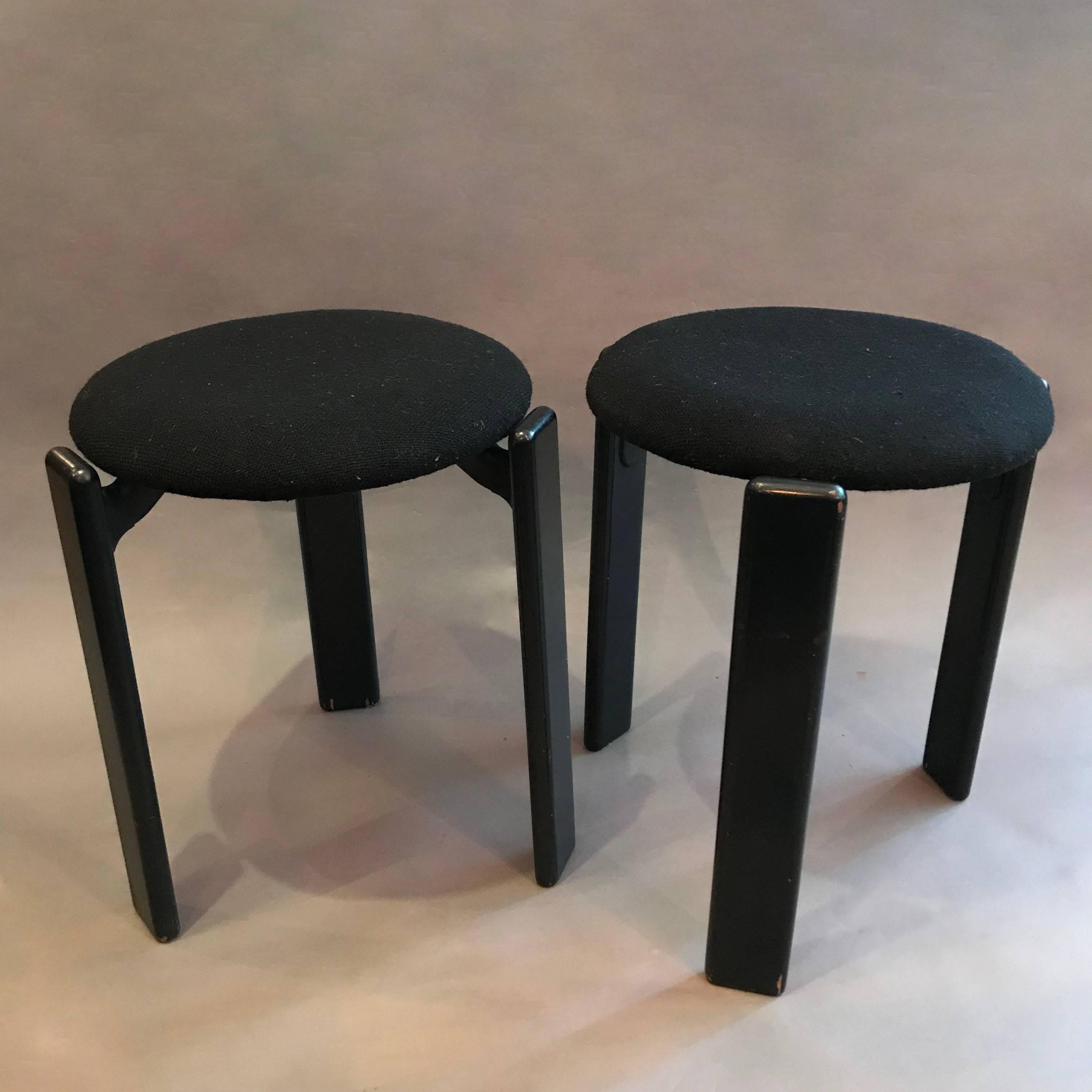 Swiss Pair of Upholstered Stools by Bruno Rey for Stendig