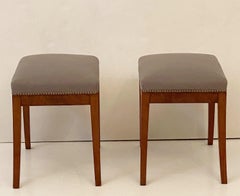 Pair of Upholstered Stools in the Biedermeier Style from England