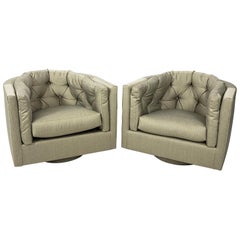 Pair of Upholstered Swivel Armchairs