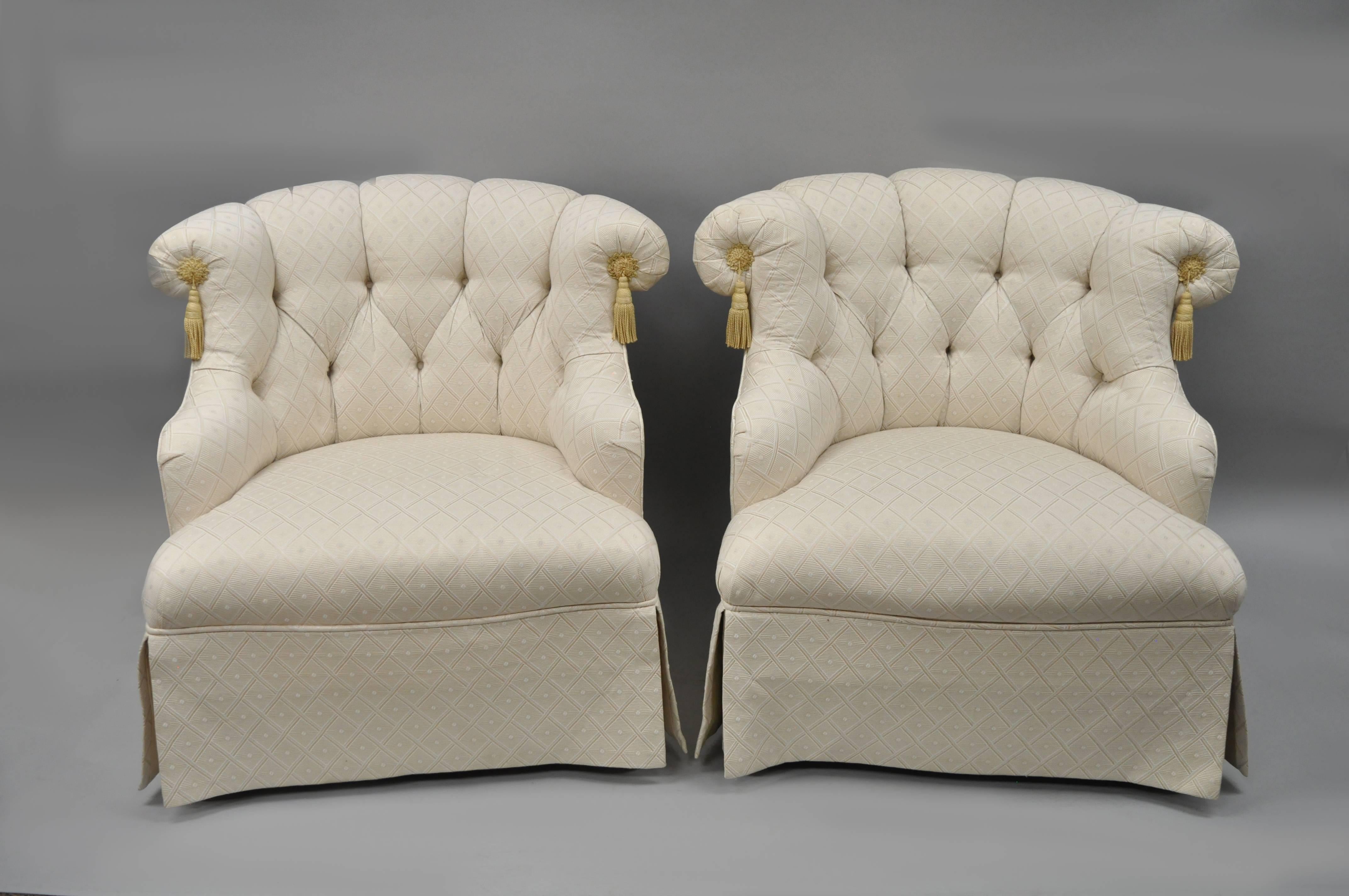 Pair of Napoleon III Tufted Slipper Lounge Chairs by Tomlinson Erwin-Lambeth 1