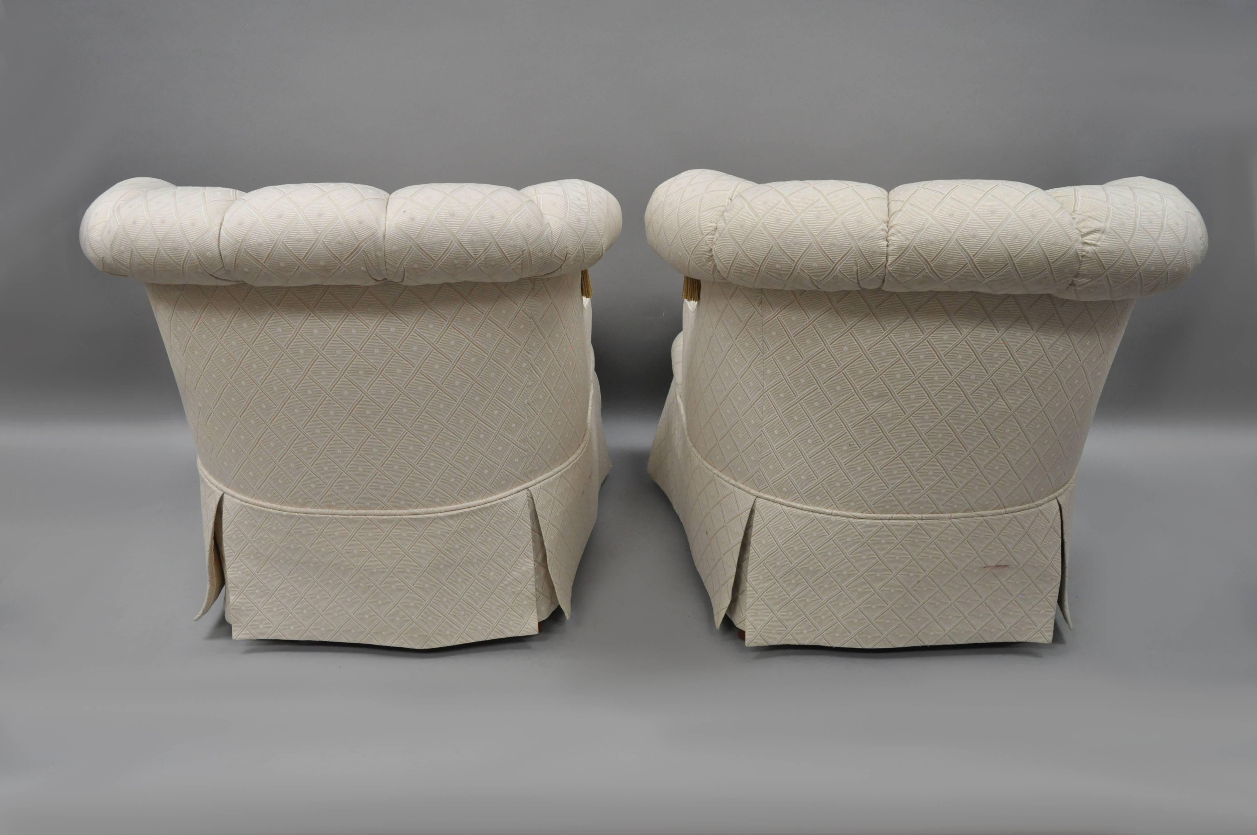 American Pair of Napoleon III Tufted Slipper Lounge Chairs by Tomlinson Erwin-Lambeth