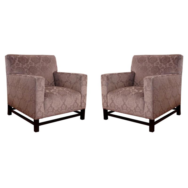 Pair of Upholstered Velvet Club Chairs