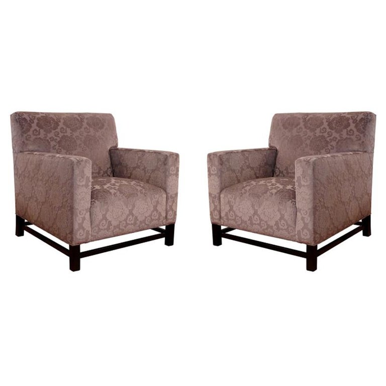 Pair of Upholstered Velvet Club Chairs For Sale at 1stDibs