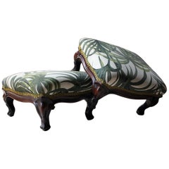 Pair of Upholstered Victorian Mahogany Footstools, circa 1890