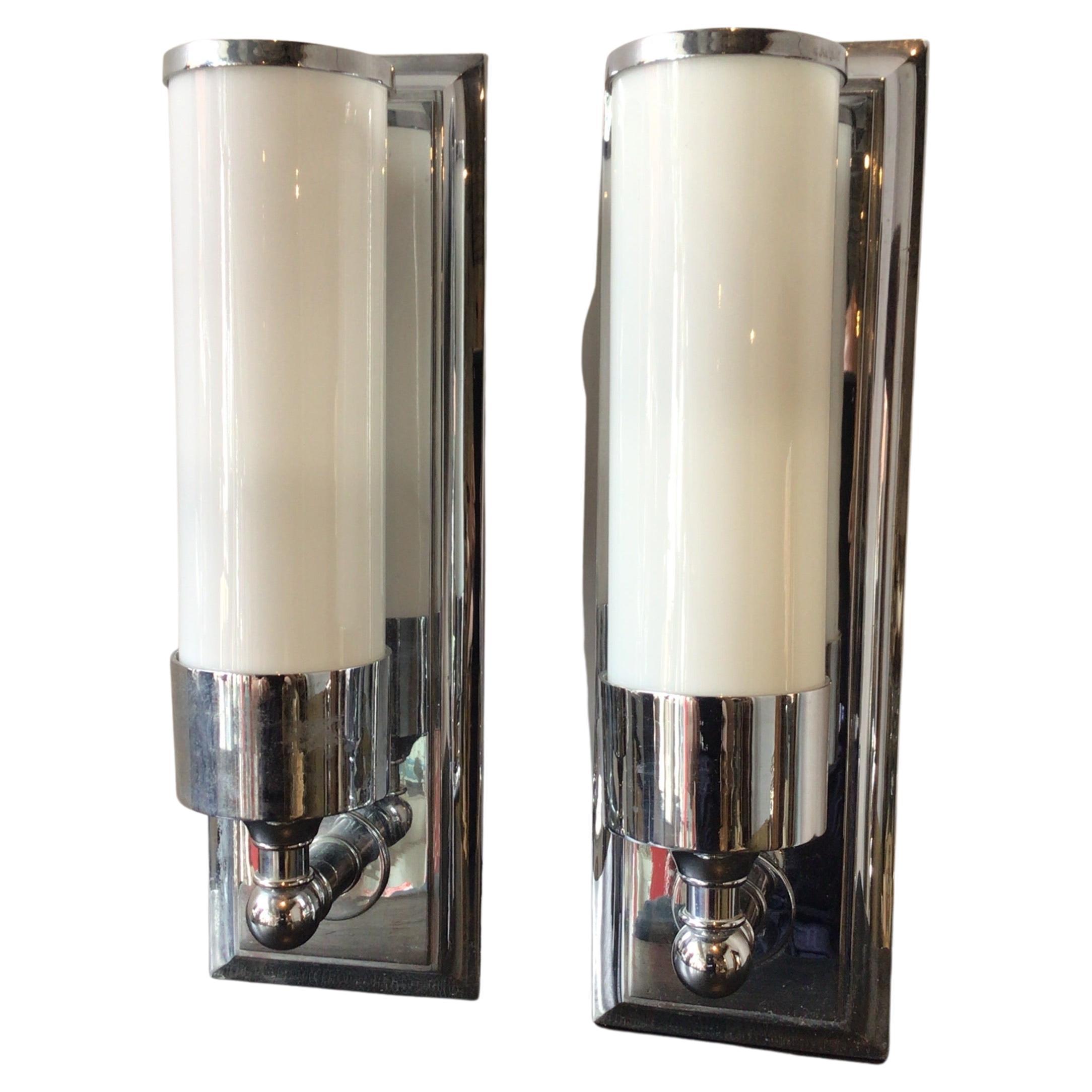 Pair Of Urban Archeology Polished Chrome Loft Sconces