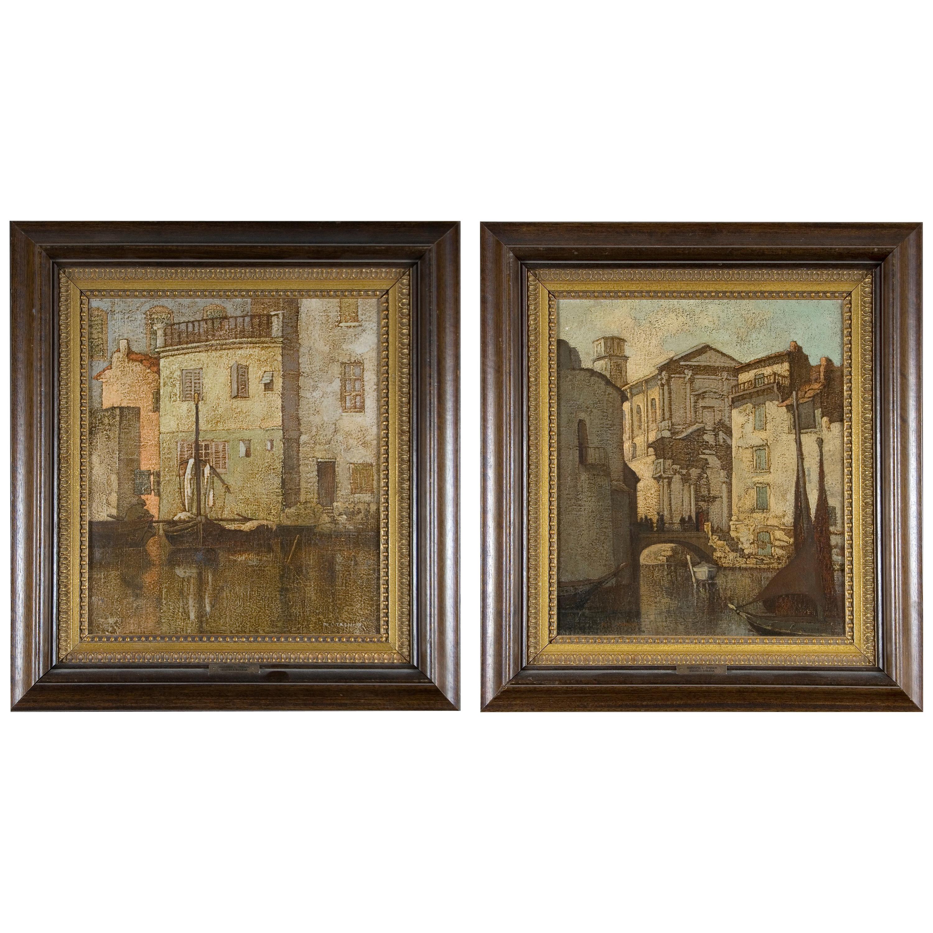 Paire de vues urbaines, « Venise », Trench Marianne Lucy Le Poer (Angleterre, 1888-1940) en vente