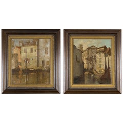 Vintage Pair of Urban Views, "Venice", Marianne Lucy Le Poer Trench 'England, 1888-1940'