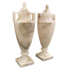 Pair of Urn Alabaster Table Lamps