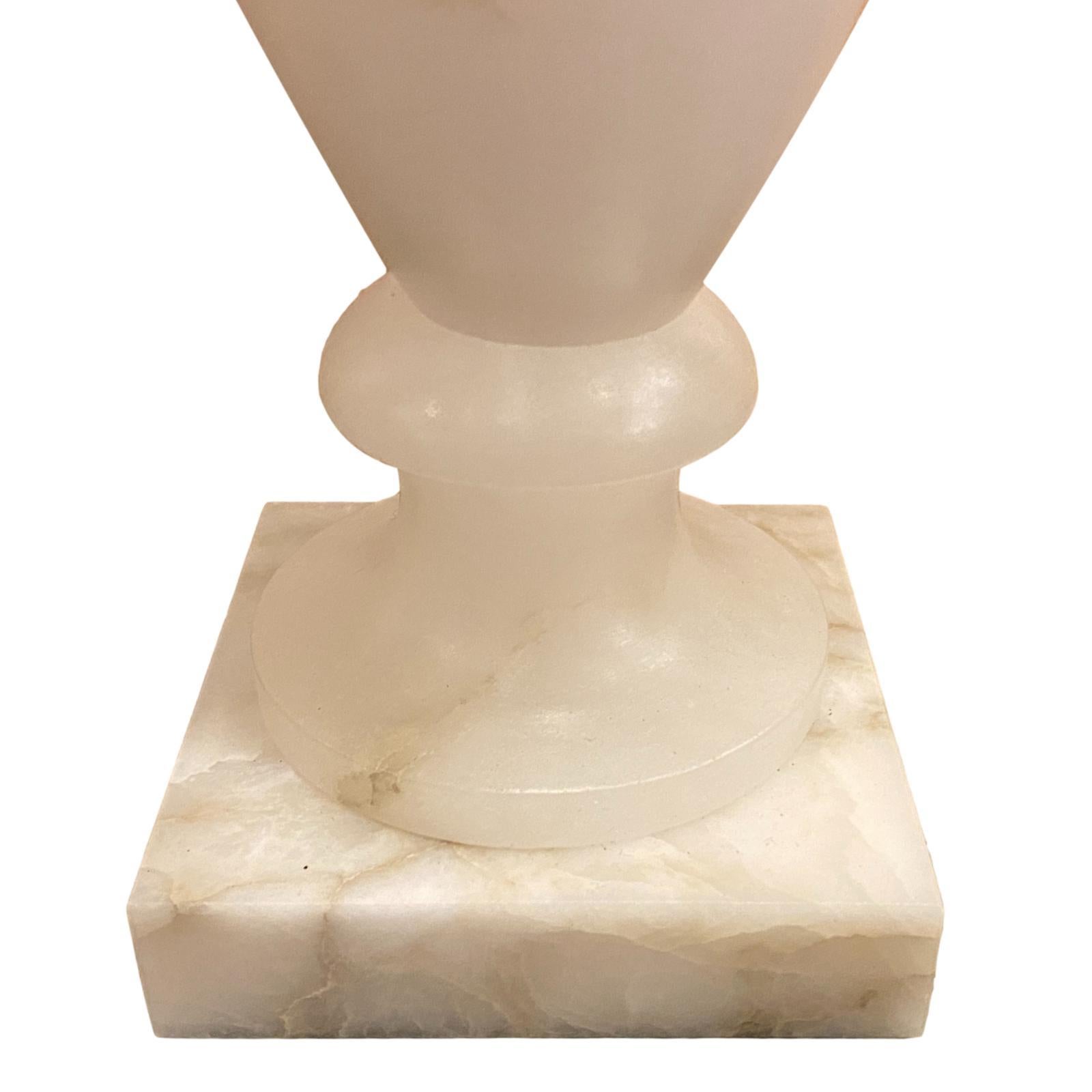Italian Pair of Urn Alabaster Table Lamps For Sale