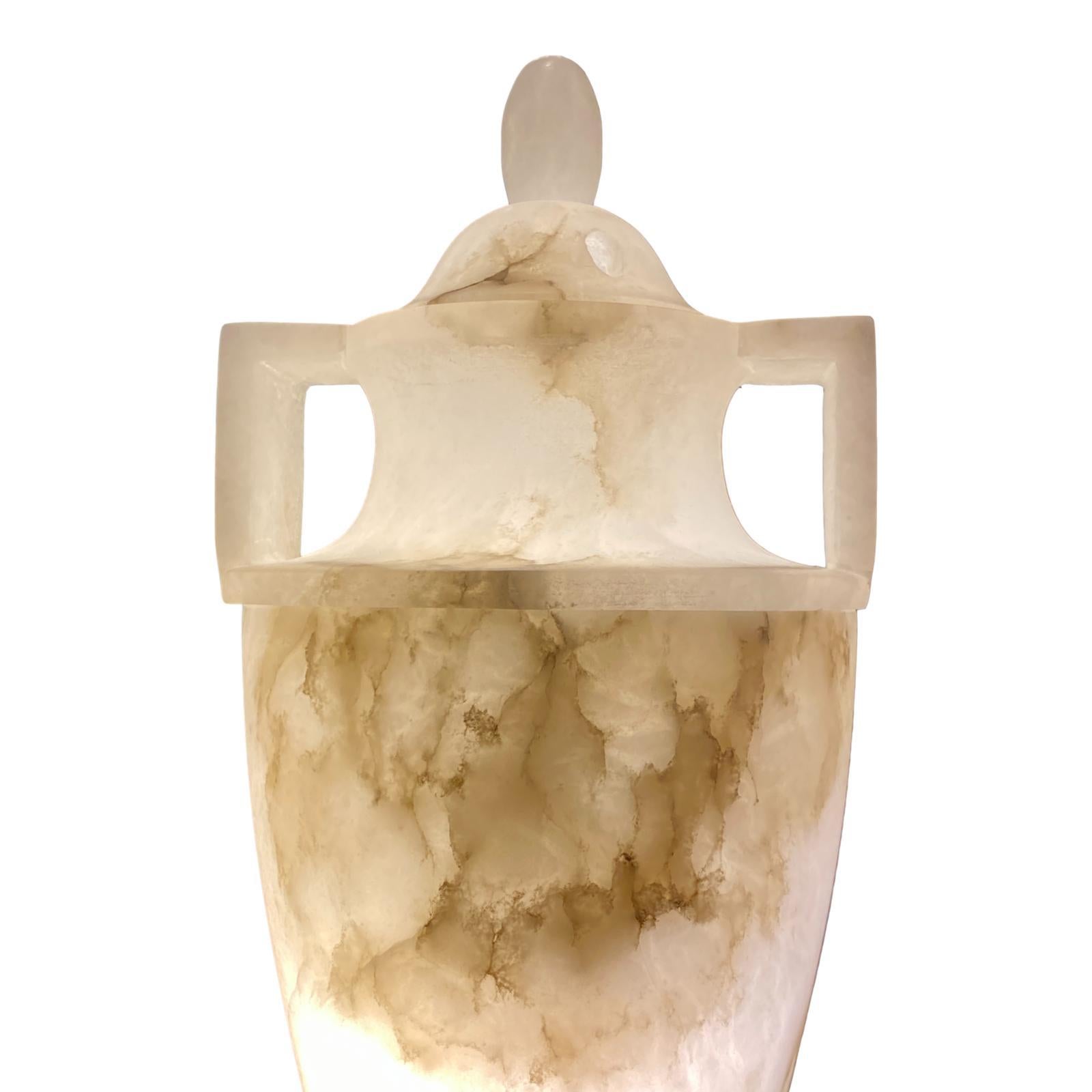 Pair of Urn Alabaster Table Lamps For Sale 2