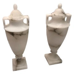 Pair of Urn Alabaster Table Lamps