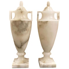 Pair of Urn Alabaster Table Lamps