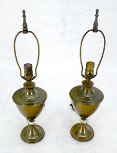 Pair of Urn Cup shape Brass Table Lamps c1940s