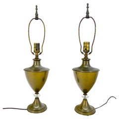 Pair of Urn Cup shape Brass Table Lamps c1940s