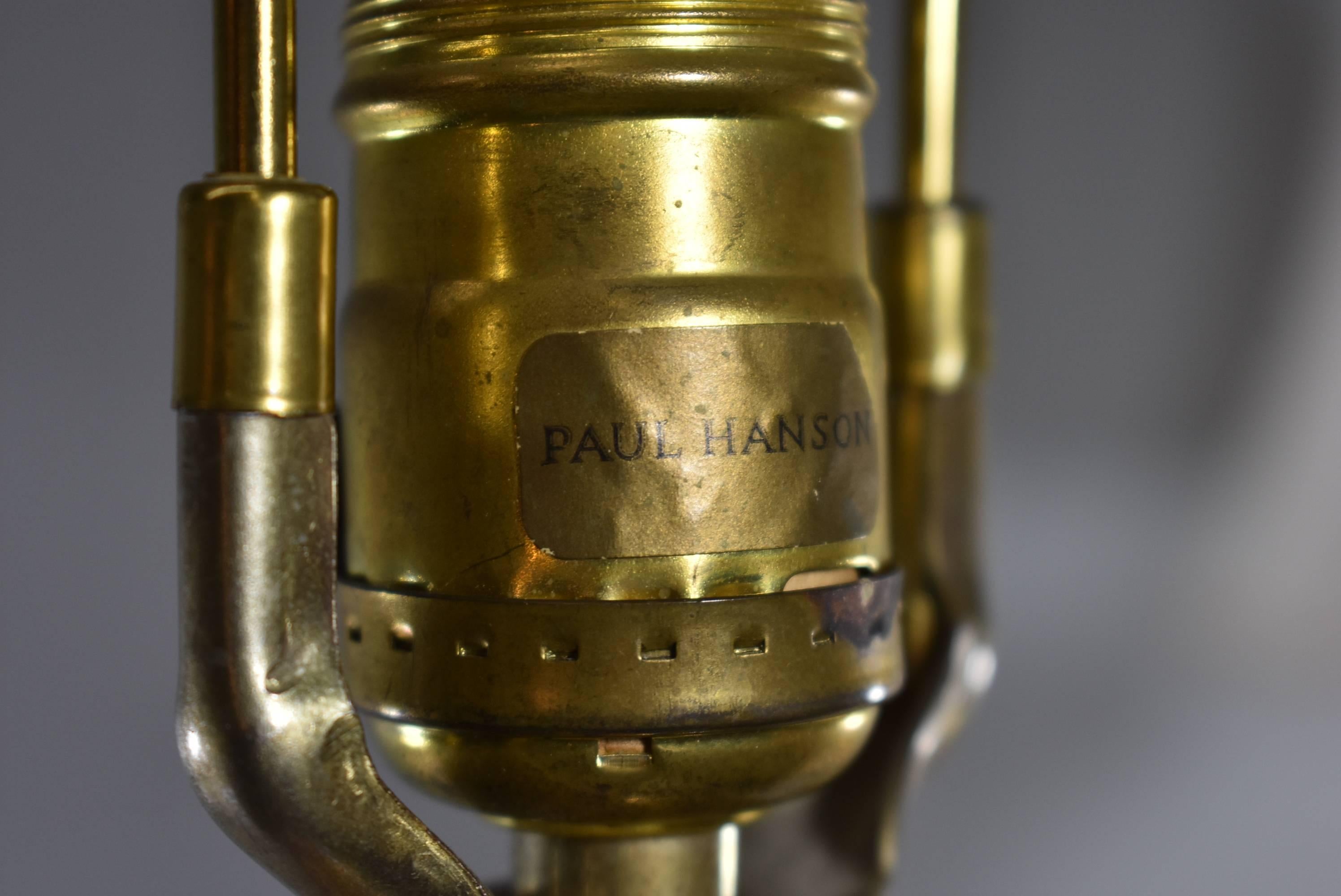 Verre Paire de lampes en forme d'urne en verre taillé et marbre de Paul Hanson