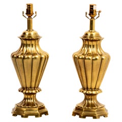 Pair of Urn Shaped Brass Table Lamps