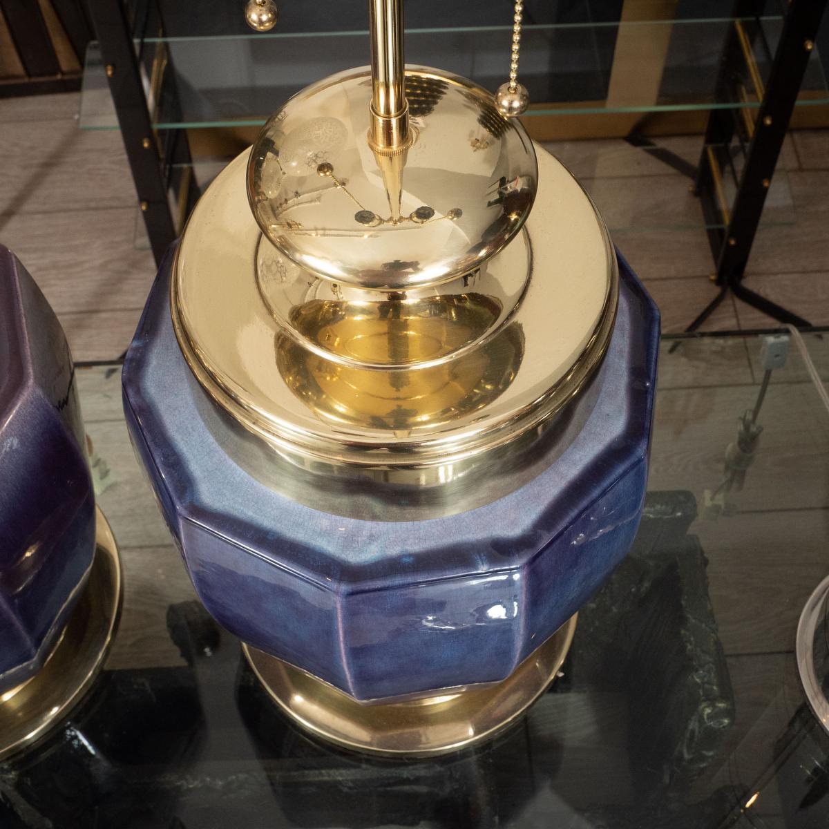American Pair of Urn Shaped Ceramic Lamps