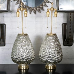 Pair of urn-shaped mercury glass table lamps