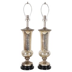 Pair of Urn Shaped Mercury Glass Table Lamps