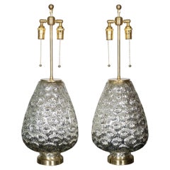 Paire de lampes de table en verre au mercure en forme d'urne