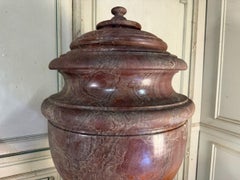 Pair of urns with Sicilian jasper marble lids, around 1900