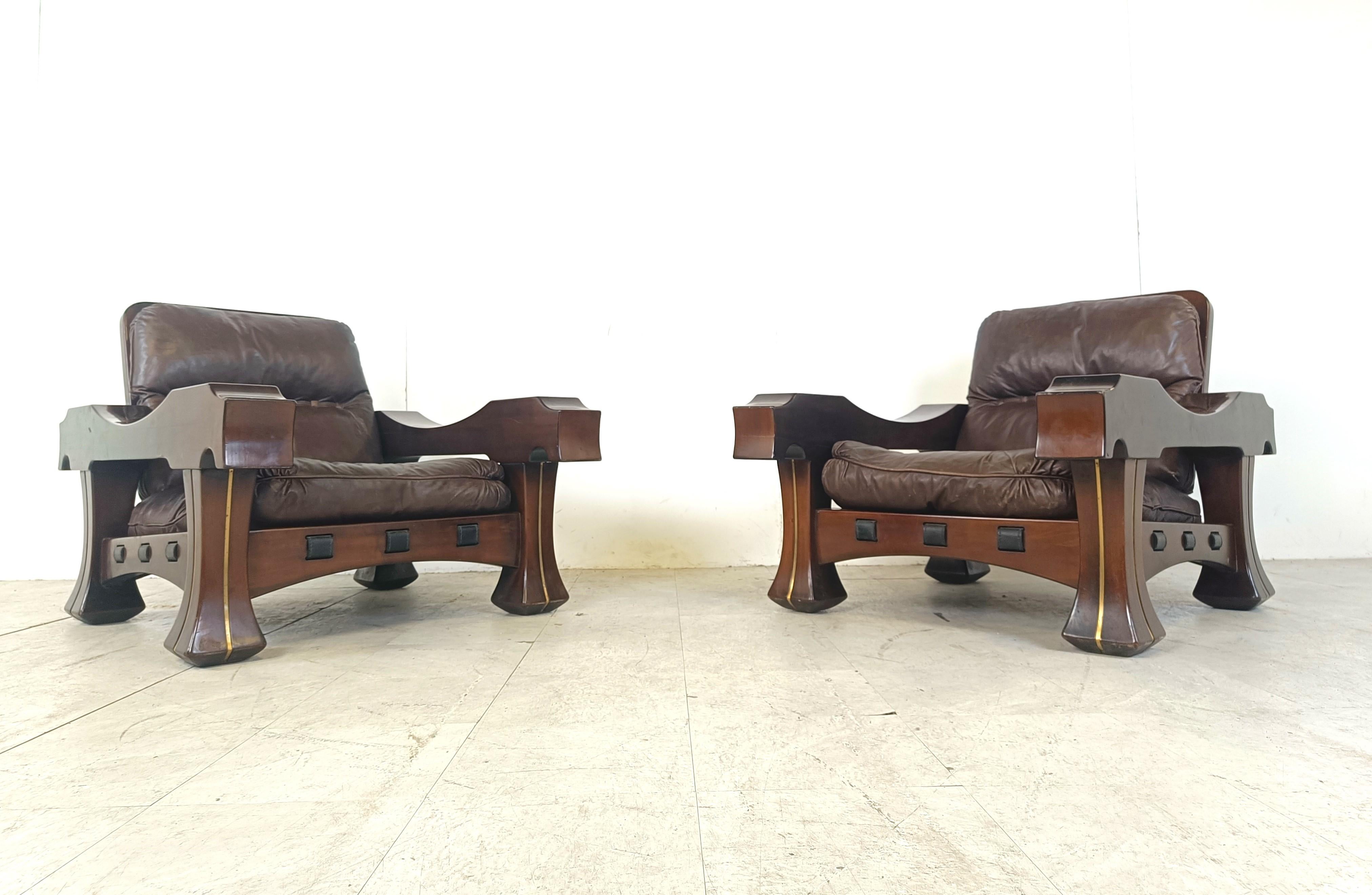 Italian Pair of Ussaro model armchairs by Luciano Frigerio, 1960s For Sale