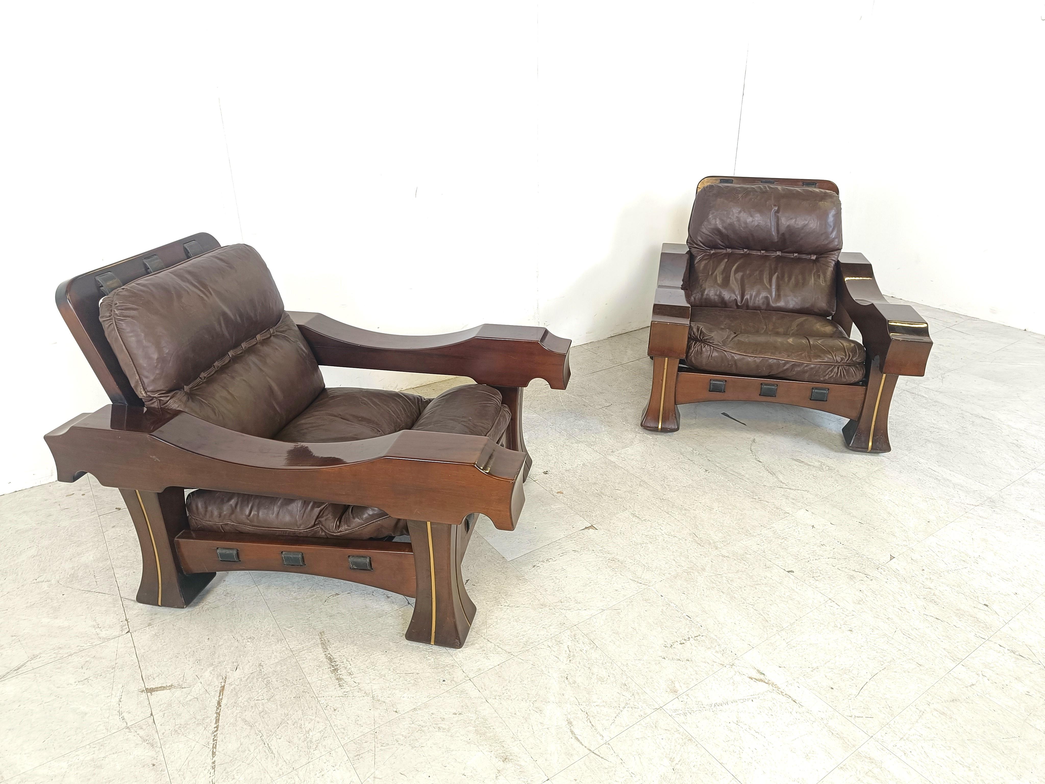 Pair of Ussaro model armchairs by Luciano Frigerio, 1960s In Good Condition For Sale In HEVERLEE, BE