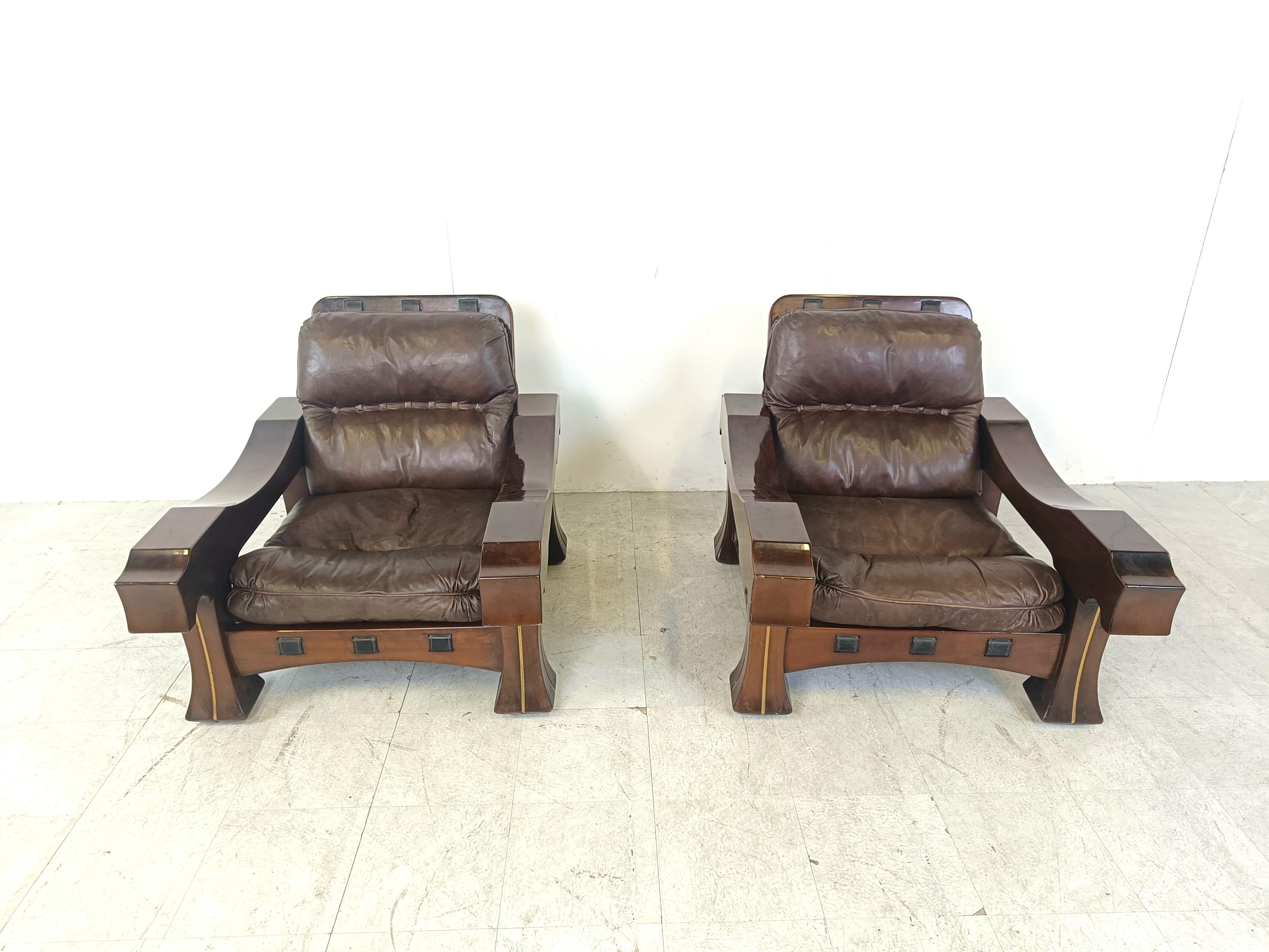 Mid-20th Century Pair of Ussaro model armchairs by Luciano Frigerio, 1960s For Sale