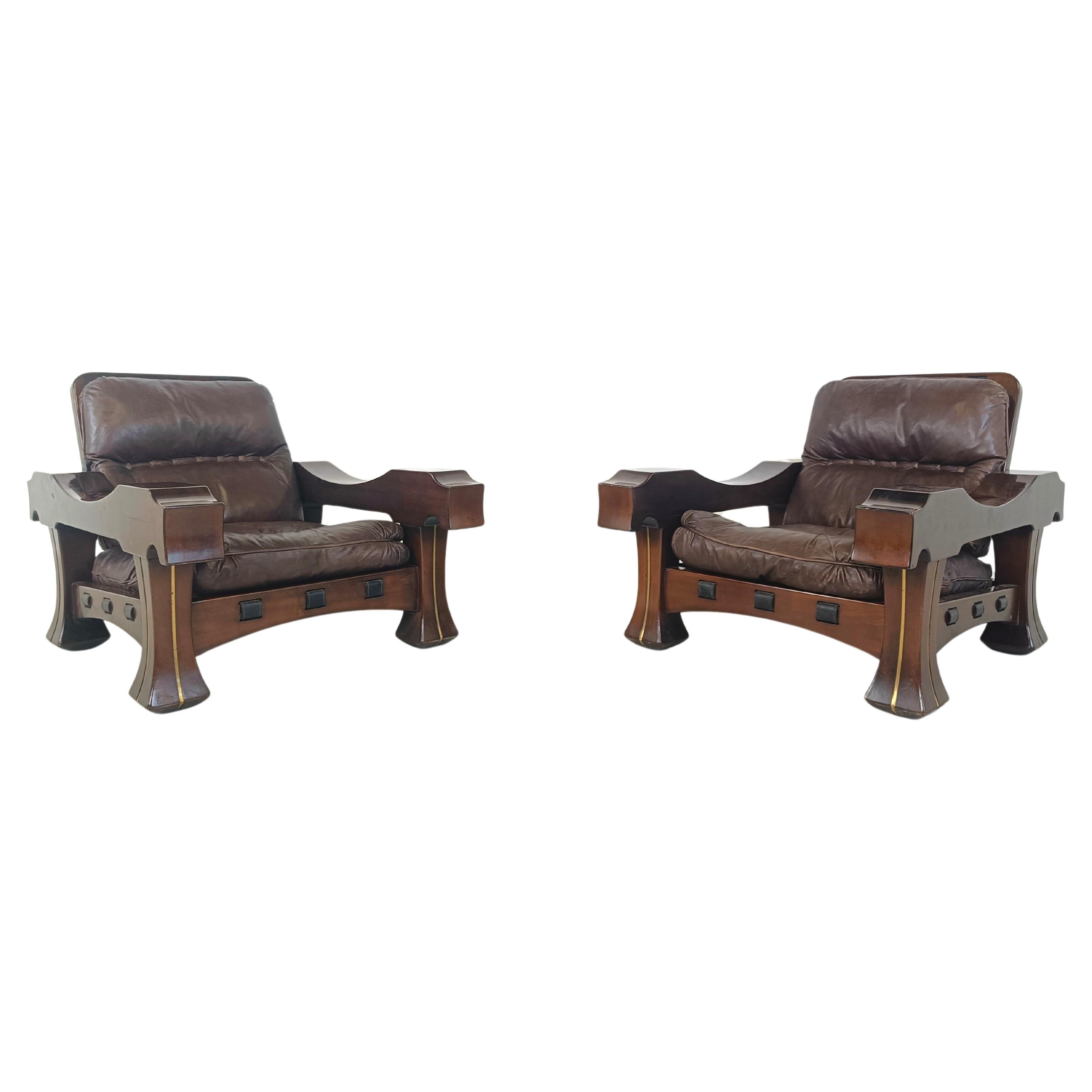 Pair of Ussaro model armchairs by Luciano Frigerio, 1960s For Sale