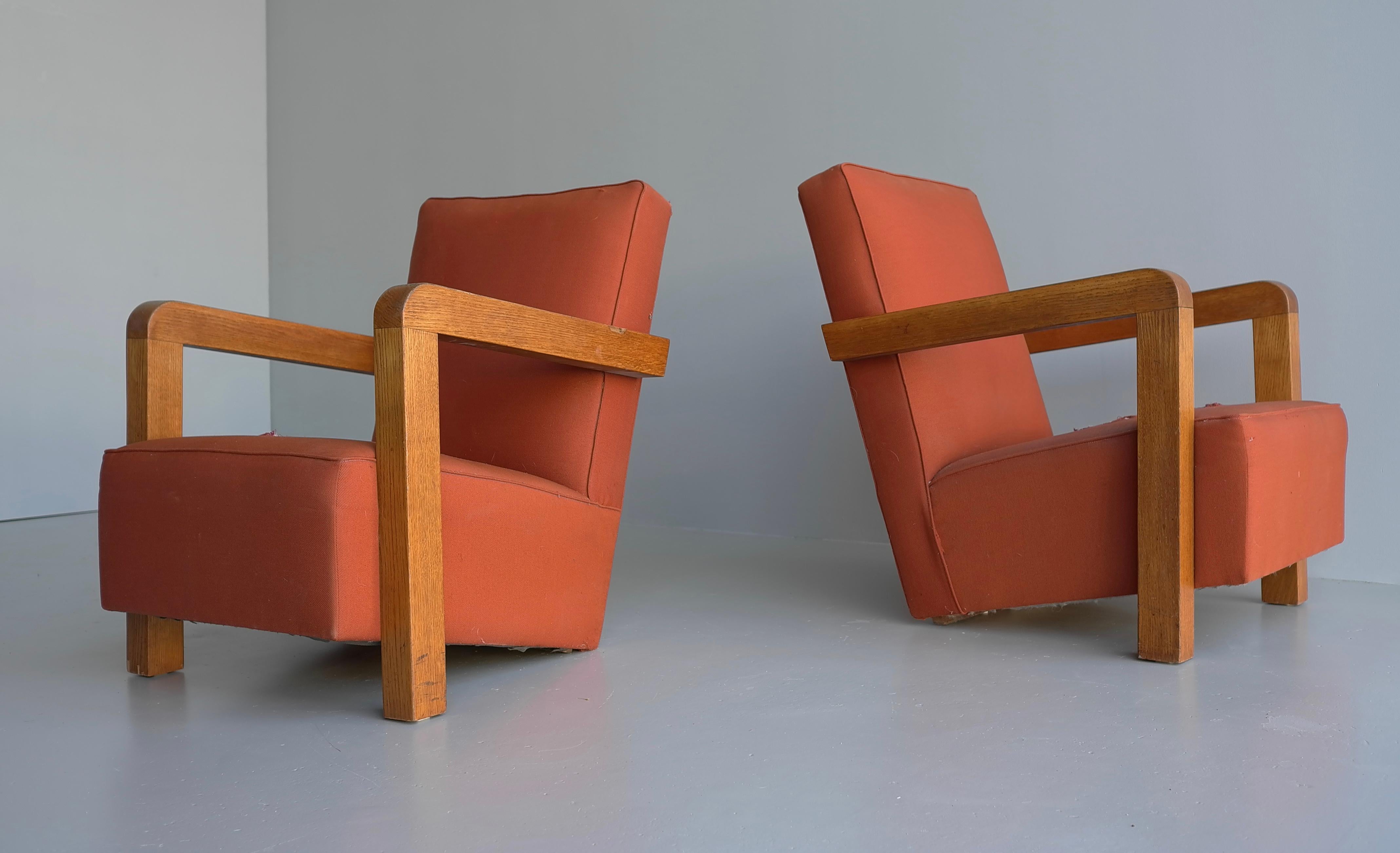 Ein Paar Sessel „Utrecht“ von Gerrit Rietveld, Mid-Century, Niederlande  (Niederländisch) im Angebot