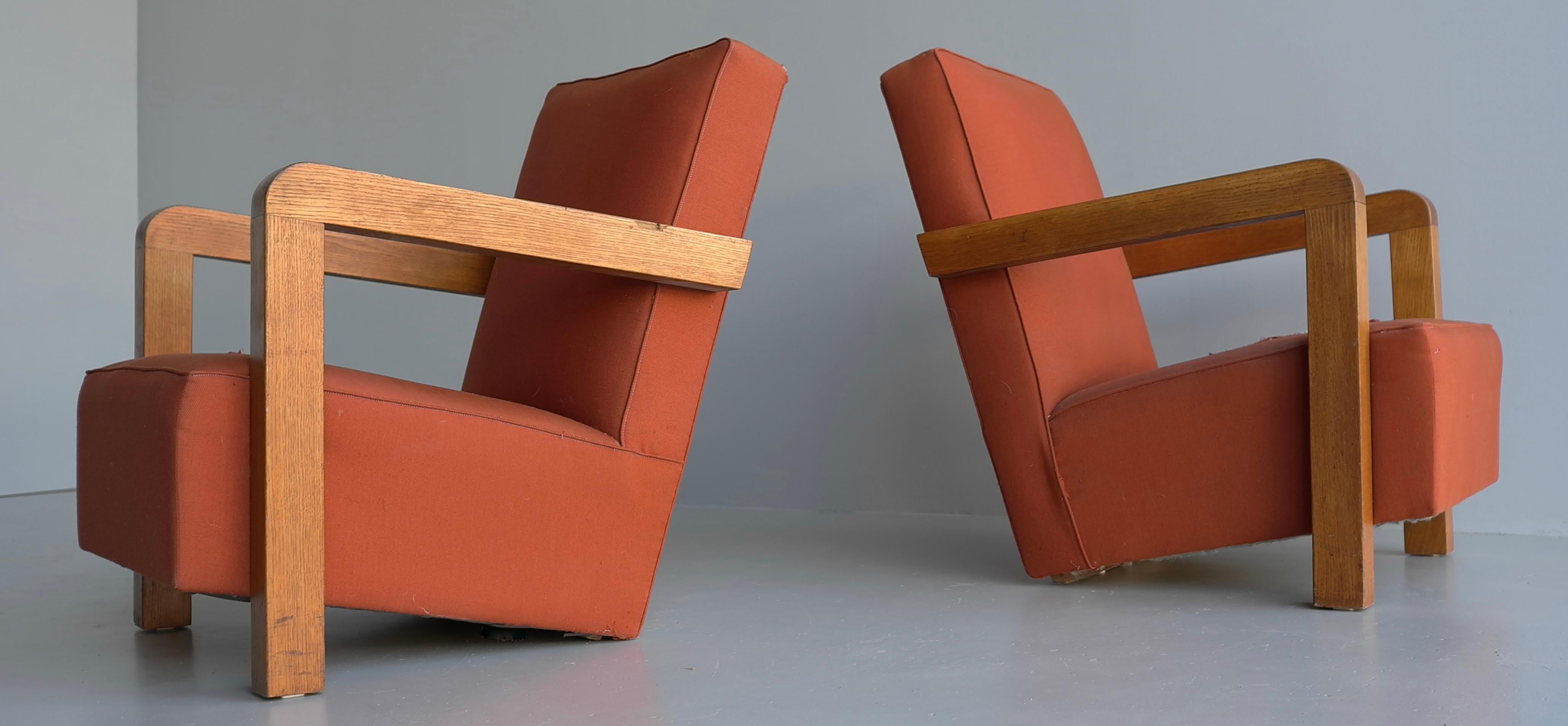 Ein Paar Sessel „Utrecht“ von Gerrit Rietveld, Mid-Century, Niederlande  im Zustand „Gut“ im Angebot in Den Haag, NL