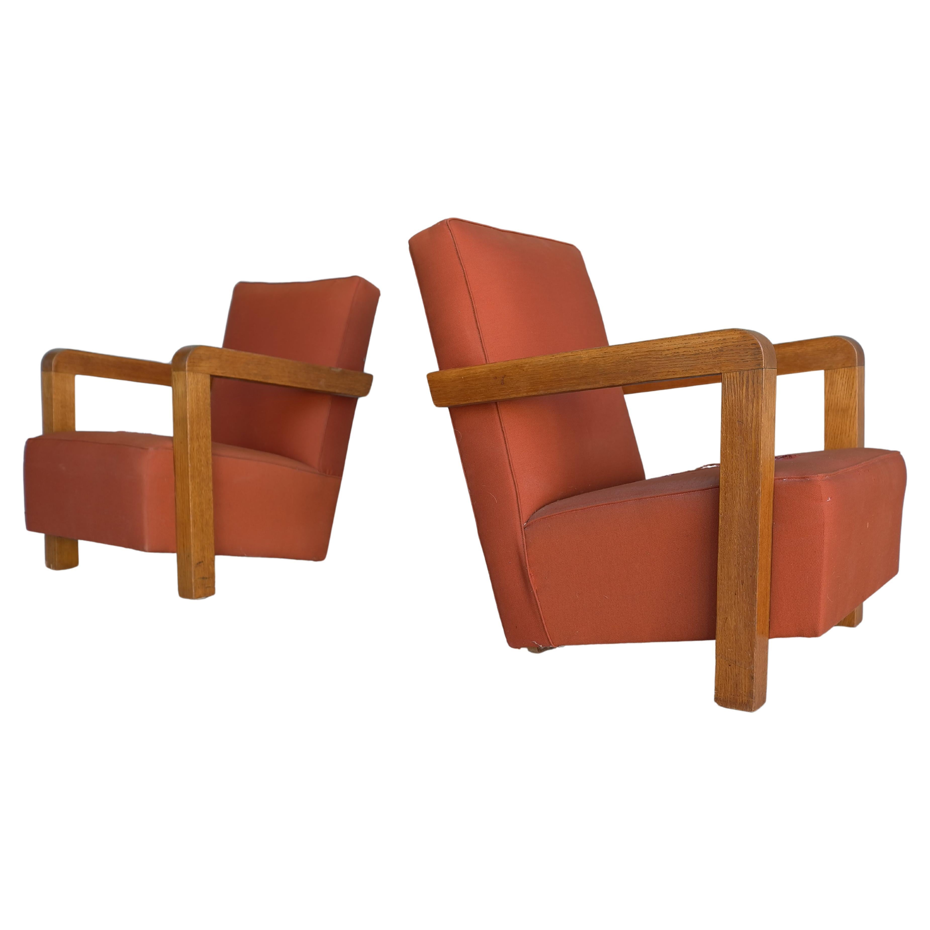 Pair of 'Utrecht' Armchairs attr Gerrit Rietveld, Mid-Century The Netherlands 