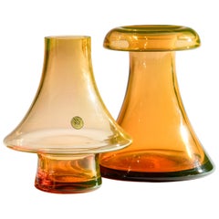 Paire de vases en verre ambré réactif aux UV, attribués à Cari Zalloni pour WMF, années 1970